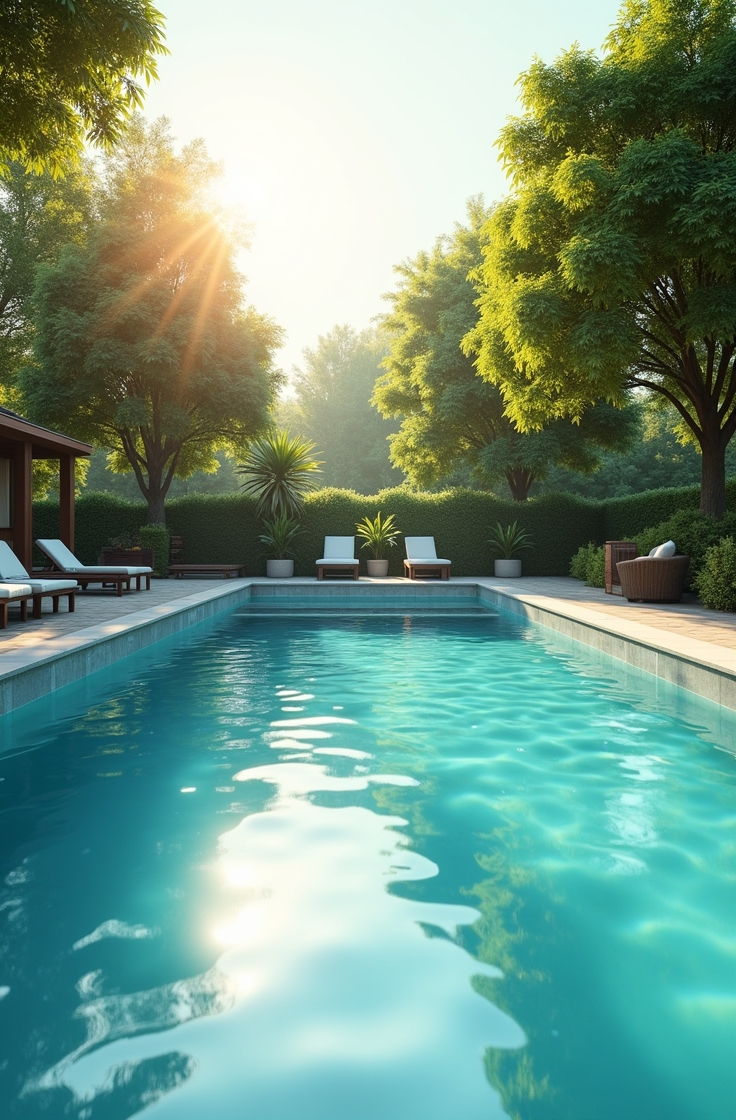 Indendørs pool med blåt vand